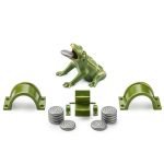 Jeu de grenouille complet en acier inoxydable, 1 grenouille, 2 ponts, 10 jetons, moulin et 2 fixations