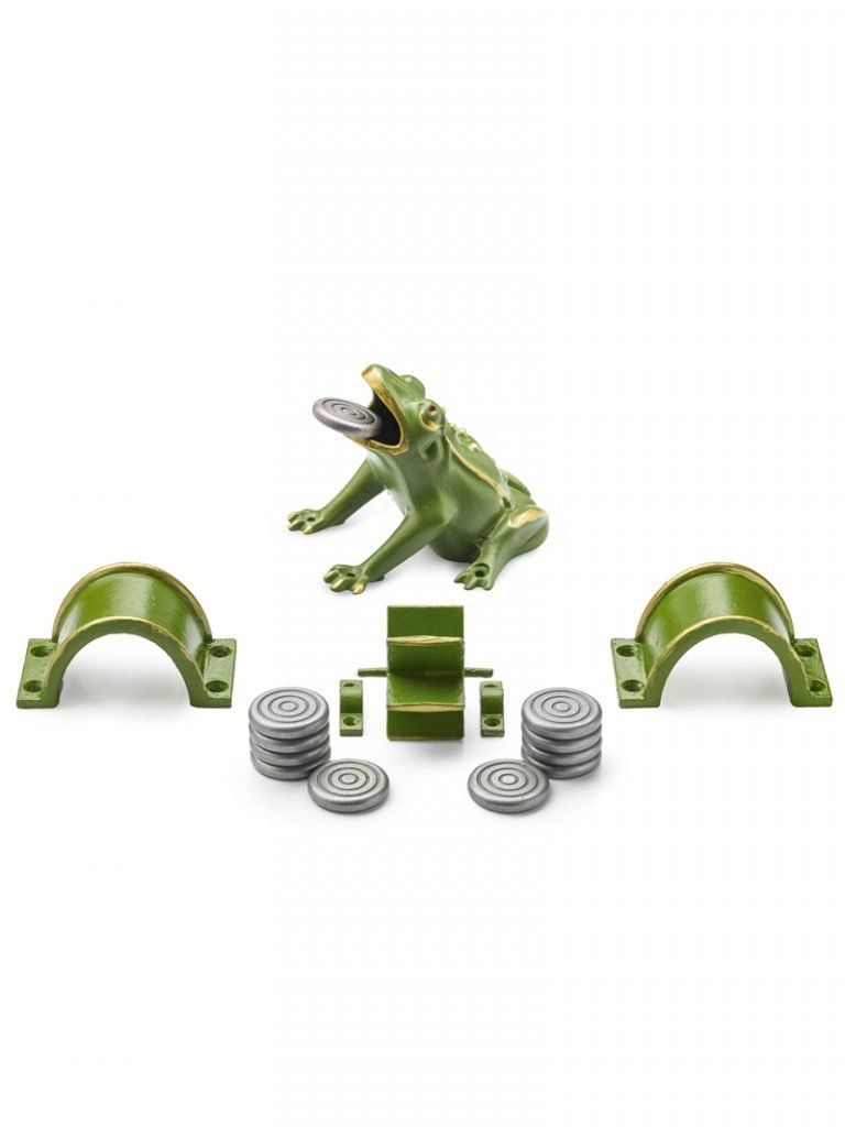 Juego de la Rana completo de acero inoxidable 1 rana 2 puentes 10 fichas y 2 sujeciones