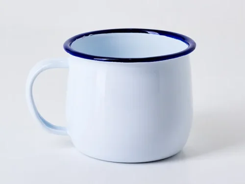 Pote taza pocillo de acero esmaltado con curvatura 8 cm 370ml