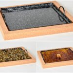 Plateau émaillé barbecue four escargots llauna cargols riz base en liège amovible sans brûlures ignifuge 26x30 cm