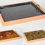 Plateau émaillé pour barbecue, four et escargots, llauna de cargols, base en liège amovible sans brûlures, ignifuge, 32x42 cm