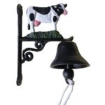 Cloche en fonte pour mur ou porte modèle Vache colorée