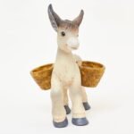 Âne en céramique avec deux cache-pots dans les sacoches – 30 × 40 cm