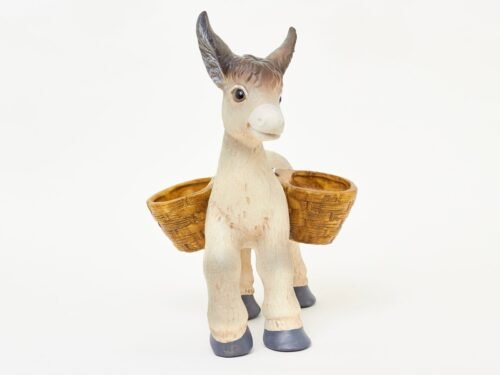Âne en céramique avec deux cache-pots dans les sacoches – 30 × 40 cm