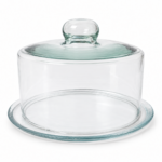 Cloche à fromage et à gâteau en verre épais avec plateau – 24 cm
