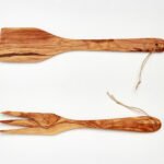 Fourchette et spatule en bois d'olivier fait main 30 cm
