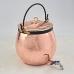Chaudron en Cuivre Fait à la Main avec Poignée en Fer Couvercle et Robinet de Service Étamage Intérieur de 20 à 60 litres
