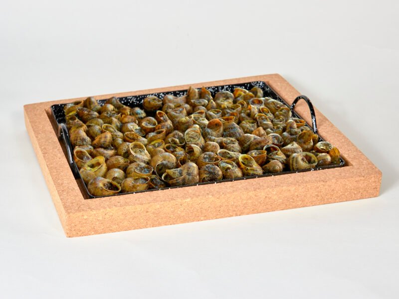 Plateau émaillé barbecue four escargots llauna cargols riz base en liège amovible sans brûlures ignifuge 26x30 cm – Image 4