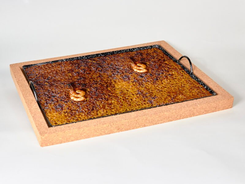 Plateau émaillé pour barbecue, four et escargots, llauna de cargols, base en liège amovible sans brûlures, ignifuge, 32x42 cm – Image 4