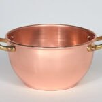 Bol rond en cuivre artisanal avec poignées en laiton de 14 cm