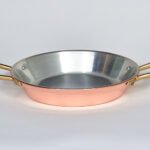 Poêle à paella en cuivre avec poignées en laiton et étamage intérieur pour tous types de cuisinières, toutes tailles