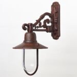 Lanterne murale coloniale en aluminium, finition rustique vieillie – 50 × 37 cm