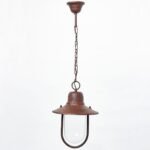 Lanterne suspendue avec chaîne en aluminium, finition rustique vieillie – 70 cm