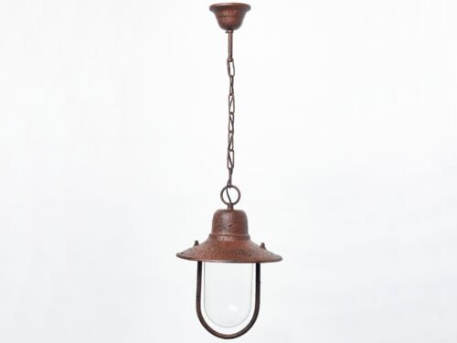 Lanterne suspendue avec chaîne en aluminium, finition rustique vieillie – 70 cm