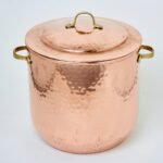 Marmite pulpeira en cuivre martelé artisanal avec couvercle et anses en laiton – 10 ou 16 L