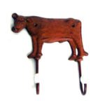 Porte-manteau modèle vache en fer et porcelaine