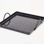 Plat llauna en fer émaillé avec anses pour escargots et riz – 22 × 22 cm