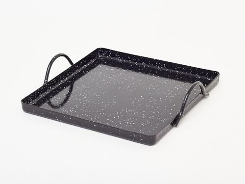 Plat llauna en fer émaillé avec anses pour escargots et riz – 22 × 22 cm