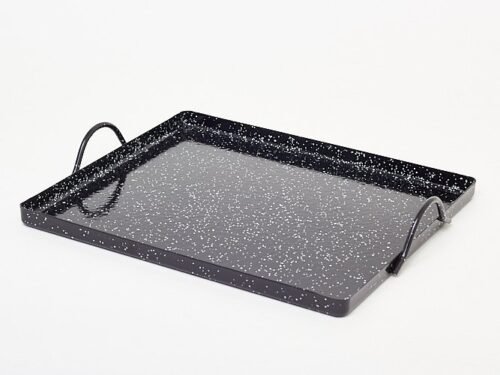 Plat llauna en fer émaillé avec anses pour escargots et riz – 26 × 30 cm