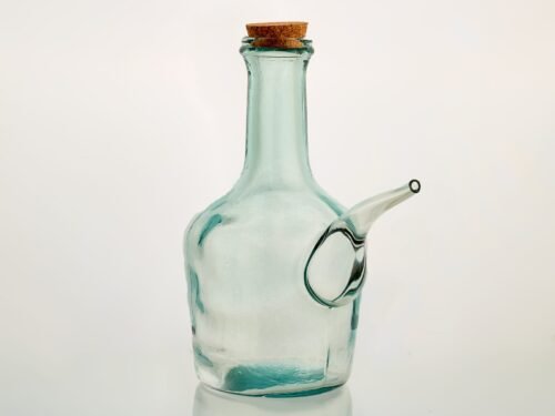Porron barral en verre artisanal avec bouchon en liège – 1 L, fabriqué en Espagne