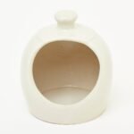 Porte-éponge rond en grès artisanal avec poignée – 15 cm