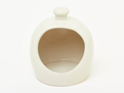 Porte-éponge rond en grès artisanal avec poignée – 15 cm