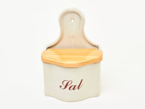 Pot à sel en grès avec couvercle en bois – À poser ou à suspendre