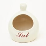 Pot à sel rond en grès artisanal avec poignée – 18 cm