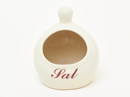 Pot à sel rond en grès artisanal avec poignée – 18 cm