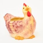 Poule en céramique avec cache-pot – 32 × 29 cm
