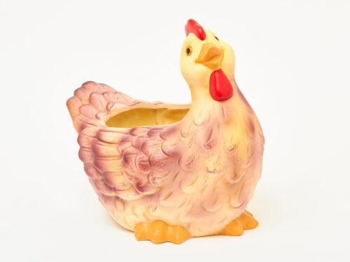 Poule en céramique avec cache-pot – 32 × 29 cm